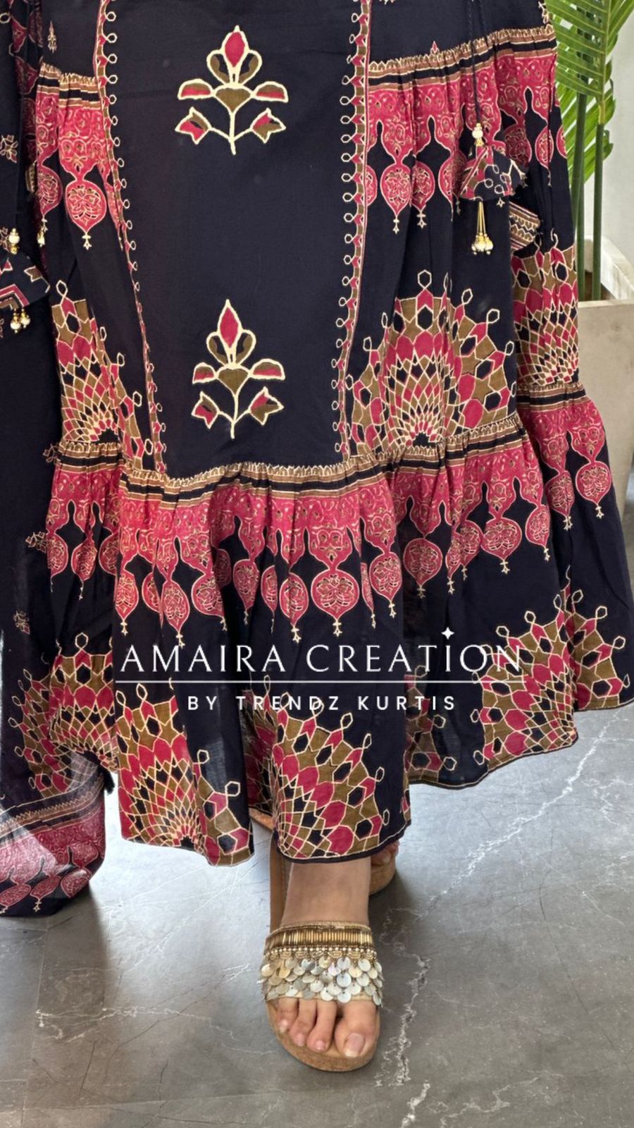 Premium Cotton Navy Blue Anarkali Set