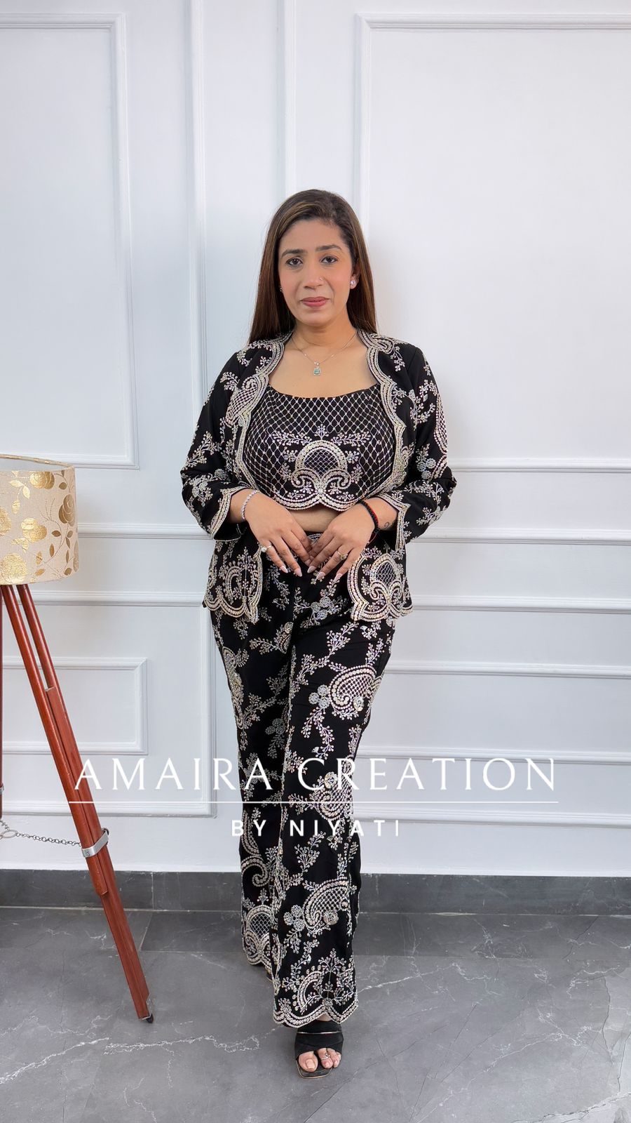 Black Color Indo western 3 Piece Set