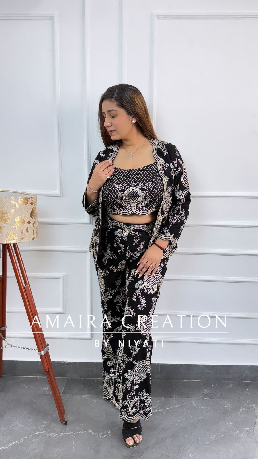 Black Color Indo western 3 Piece Set