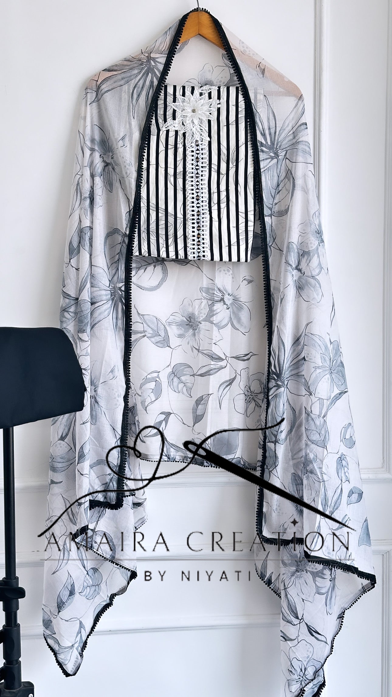 Glazed Cotton With Chiffon Dupatta