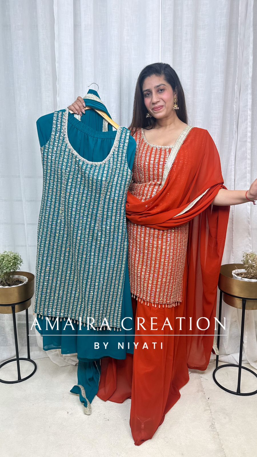 Heavy Work Georgette Gharara Set (Sleeves Available)