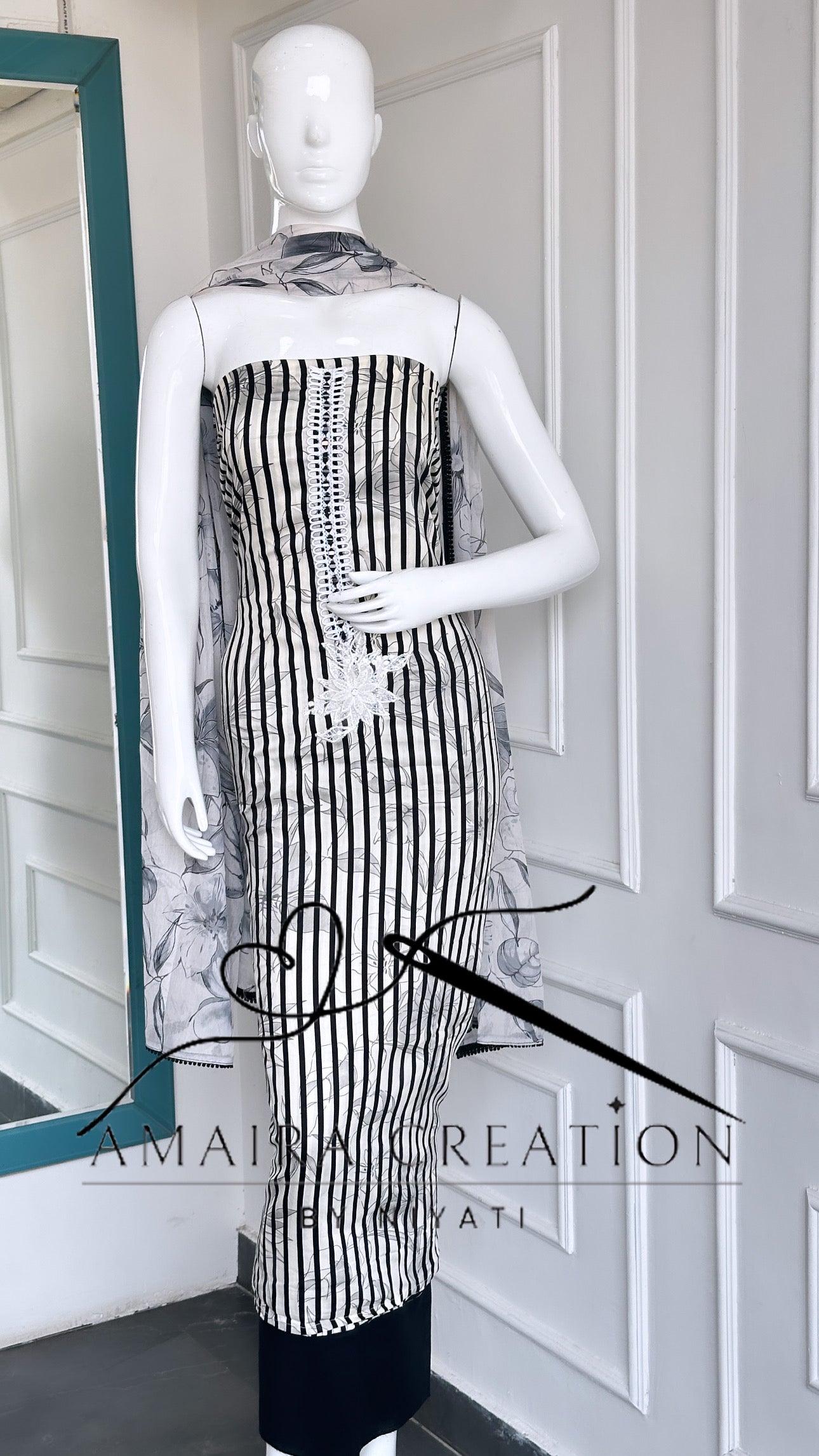 Glazed Cotton With Chiffon Dupatta