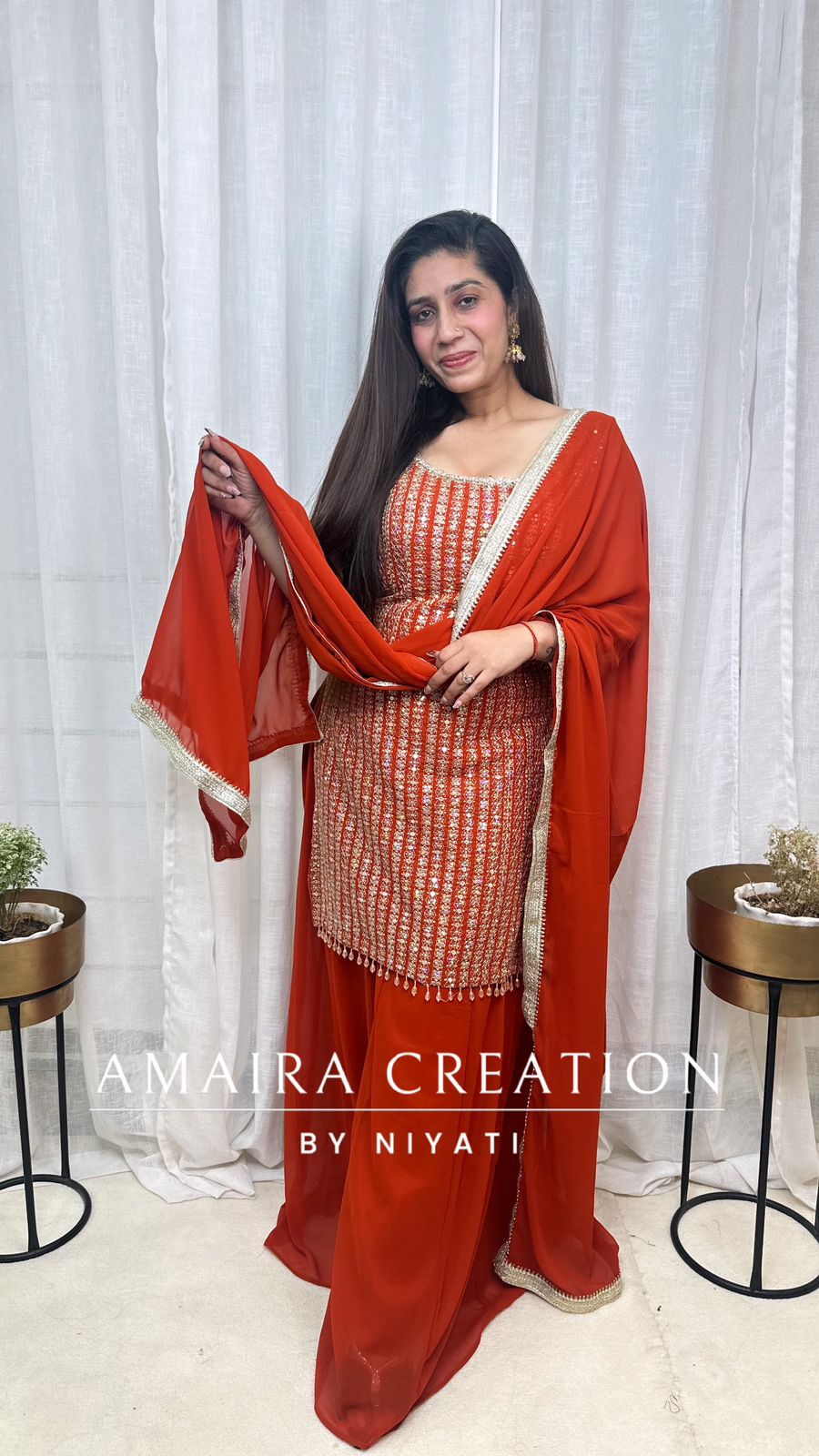 Heavy Work Georgette Gharara Set (Sleeves Available)