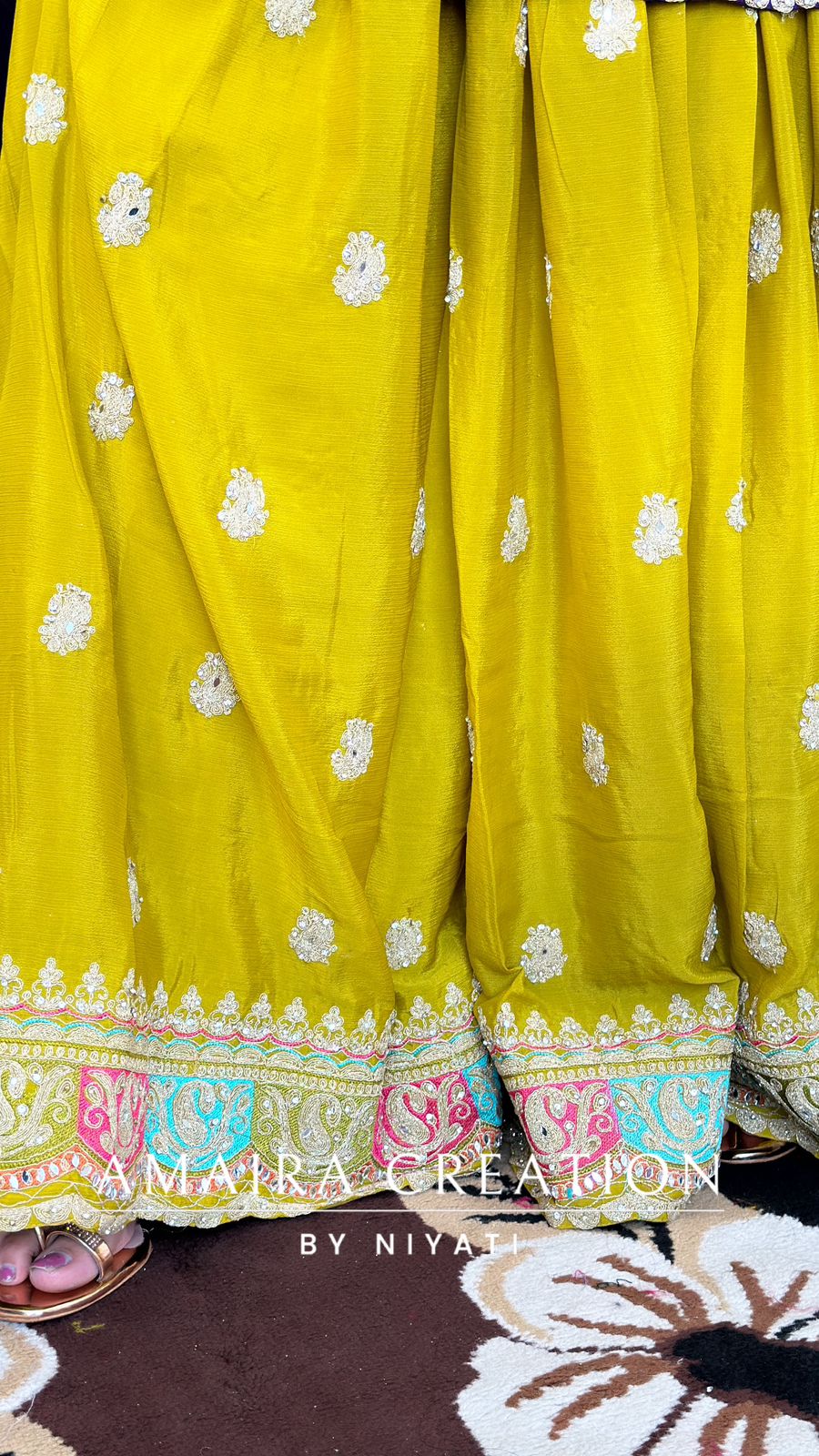 Mustard Yellow Garara Set Contrasted with Purple Top
