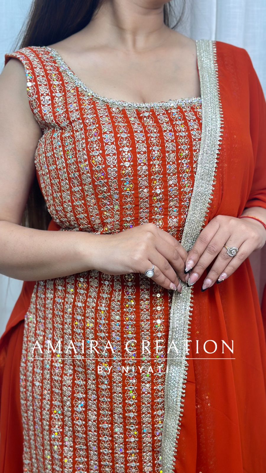 Heavy Work Georgette Gharara Set (Sleeves Available)