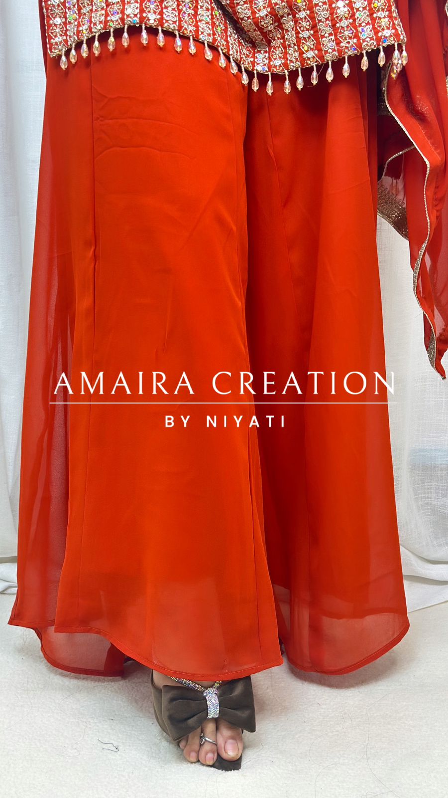 Heavy Work Georgette Gharara Set (Sleeves Available)