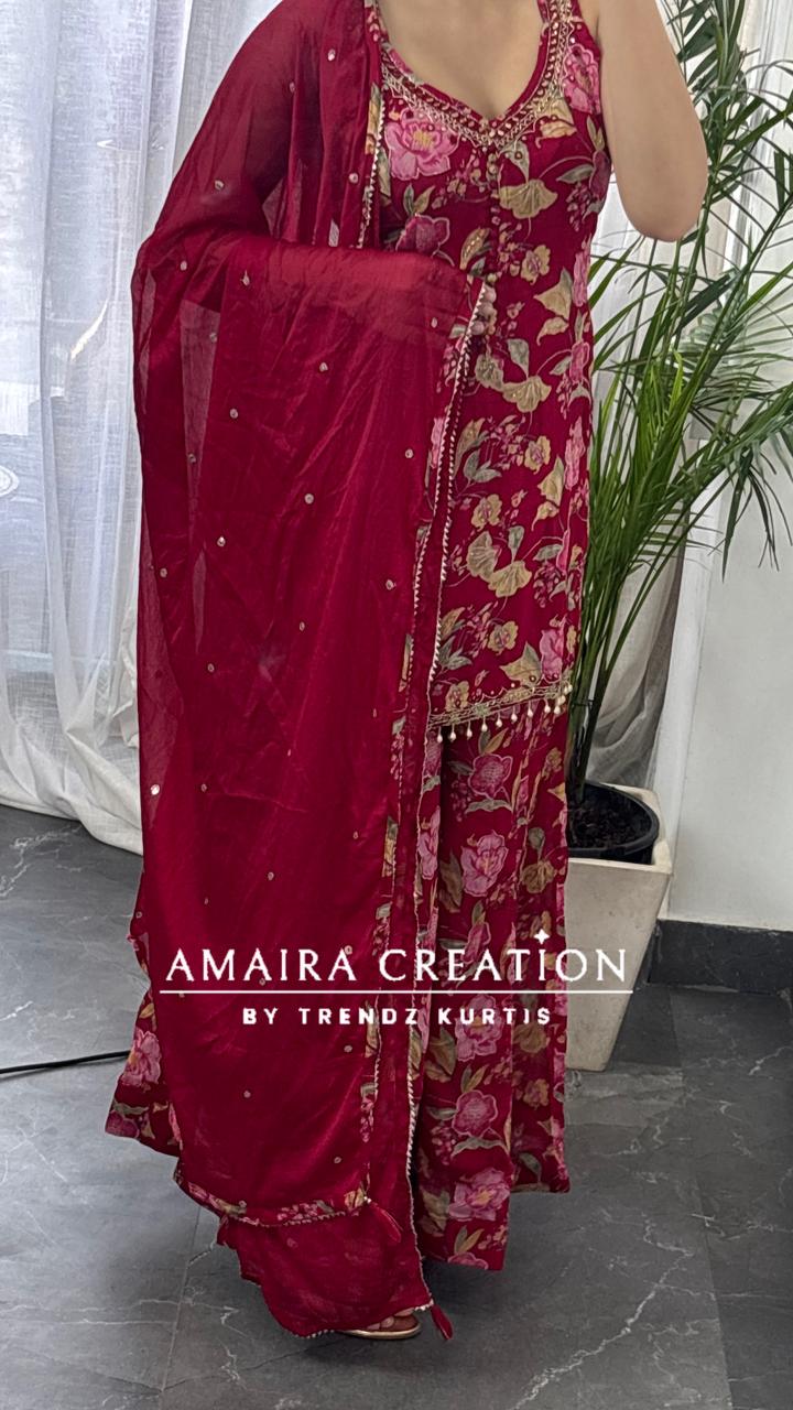 Strap Pattern Premium Chinnon Full Ghera Divider Set(17 inches sleeves available)