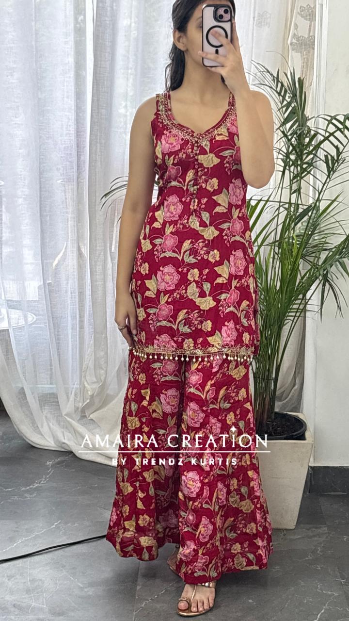 Strap Pattern Premium Chinnon Full Ghera Divider Set(17 inches sleeves available)