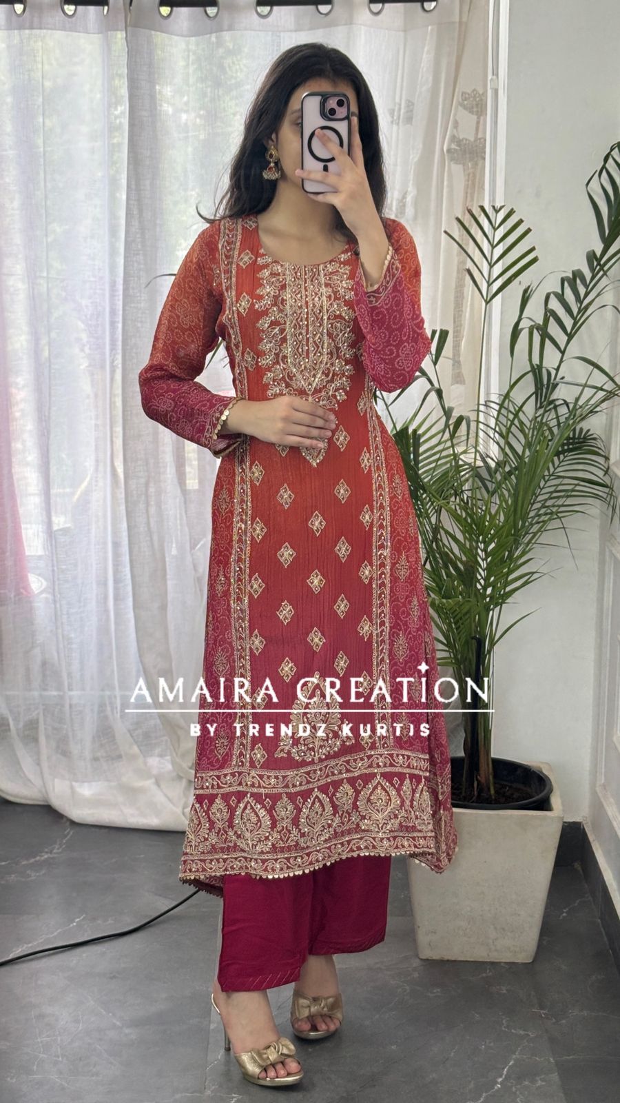 Rust Premium Crush Glass Tissue Designer C Cut Suit