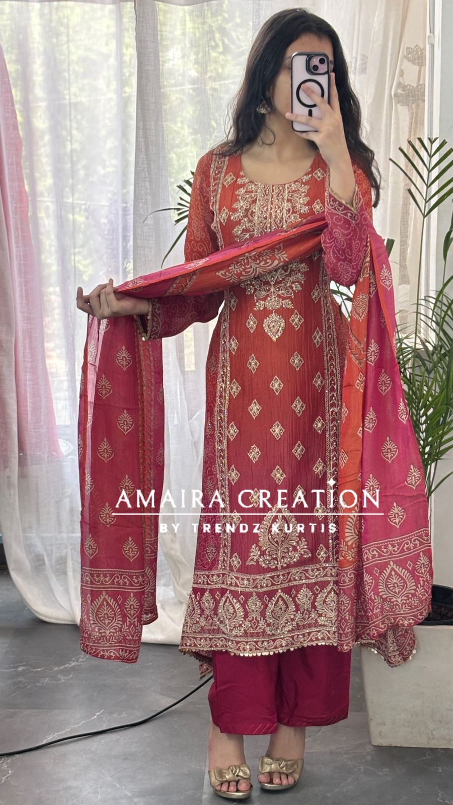 Rust Premium Crush Glass Tissue Designer C Cut Suit