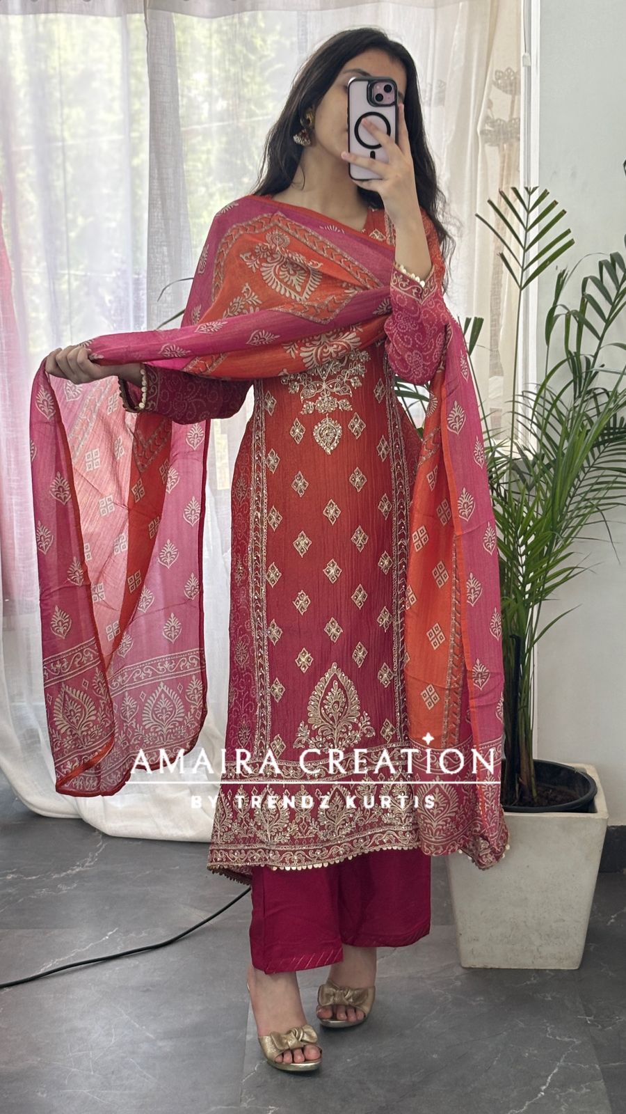 Rust Premium Crush Glass Tissue Designer C Cut Suit
