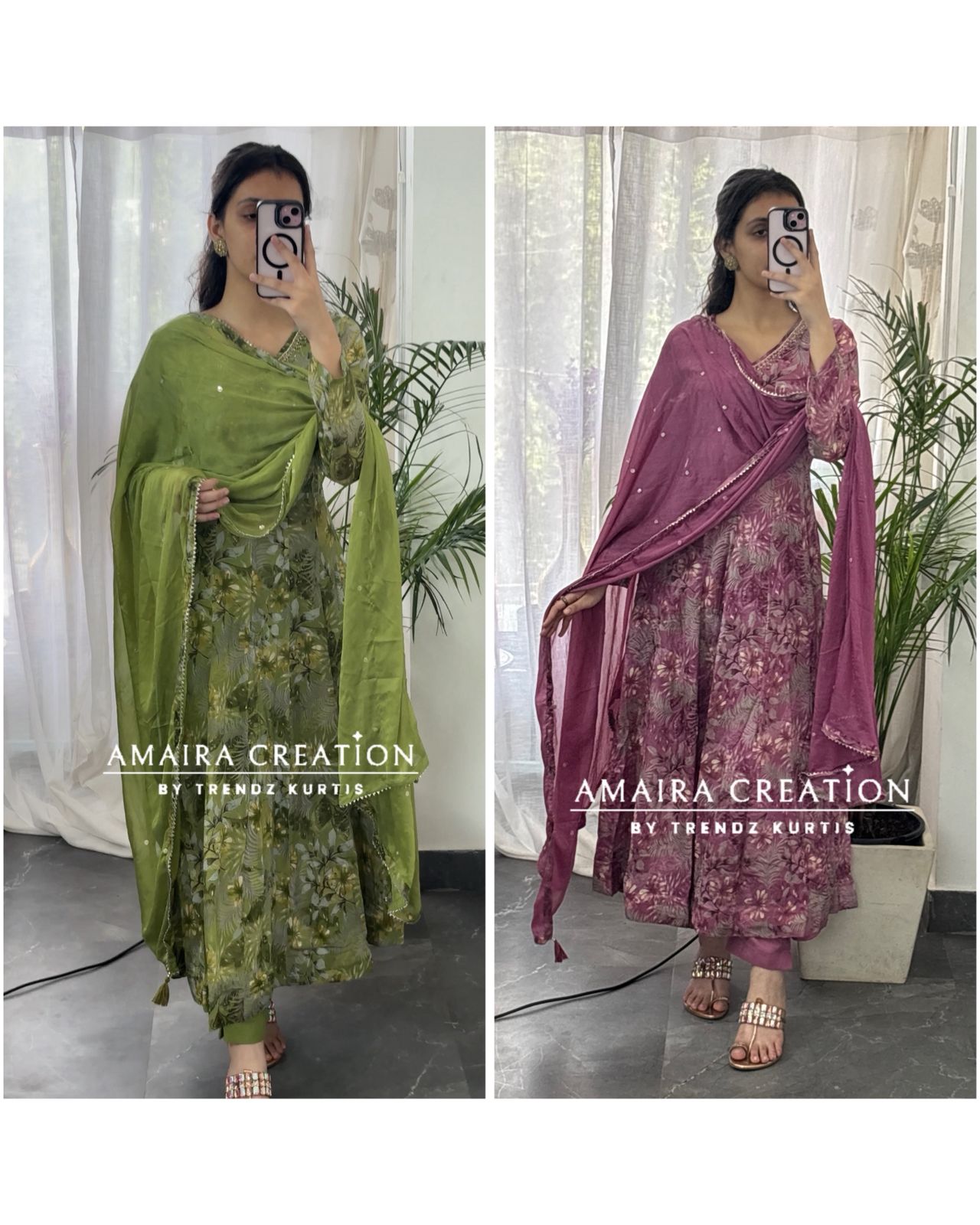 Premium Chinnon Fabric Printed Anarkali Set