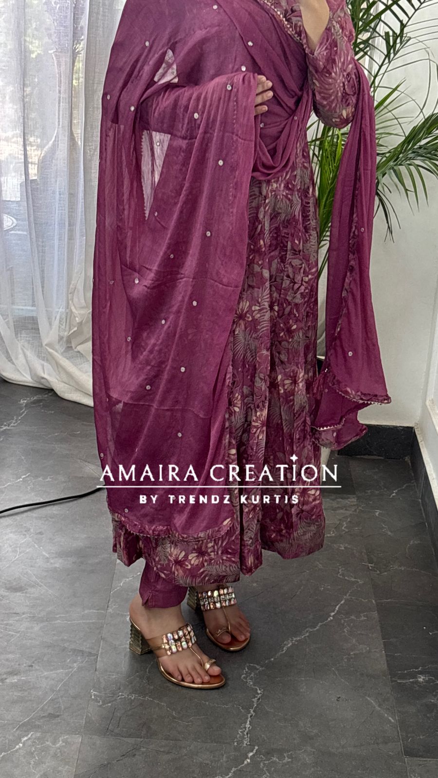 Premium Chinnon Fabric Printed Anarkali Set