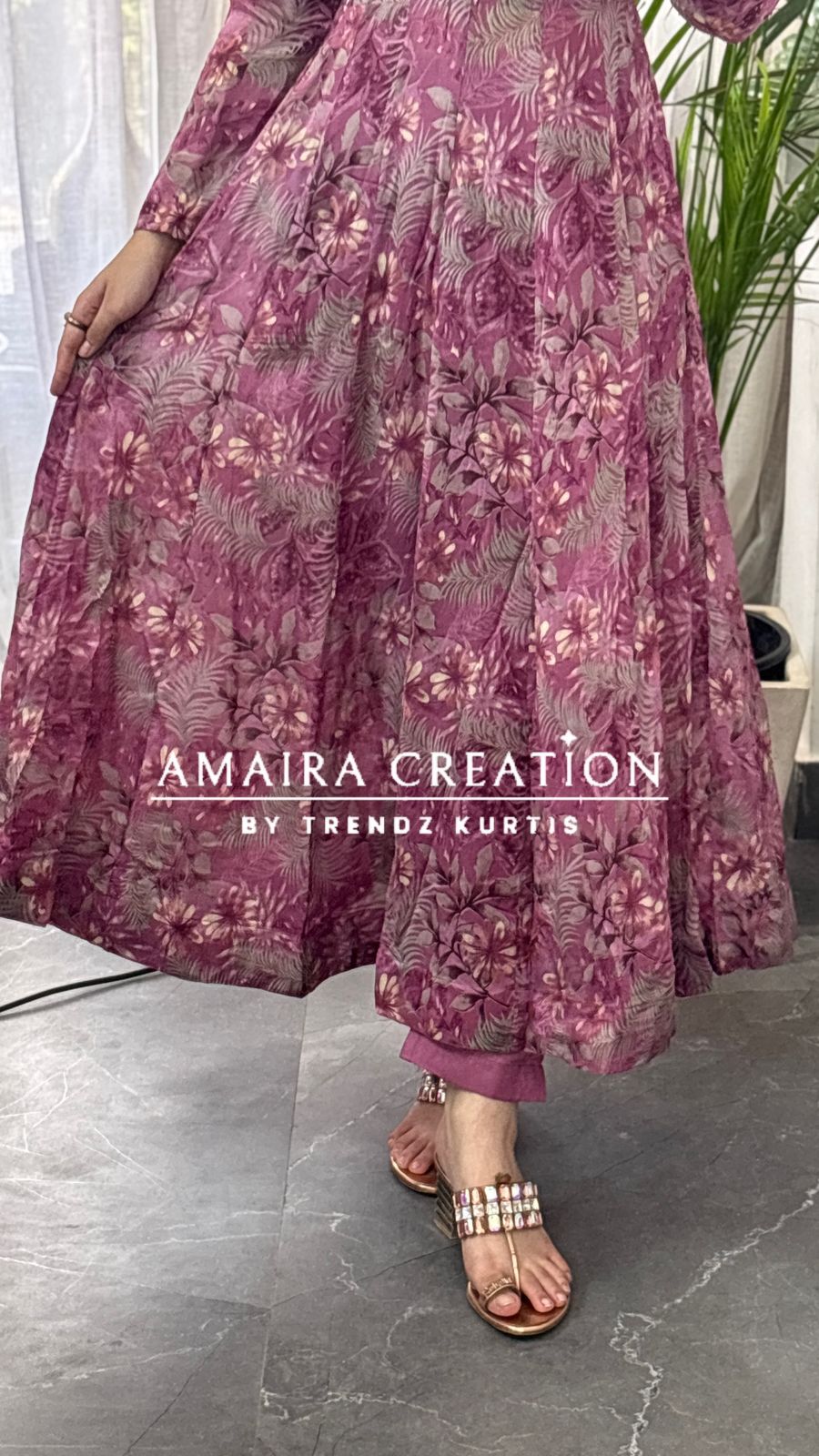 Premium Chinnon Fabric Printed Anarkali Set