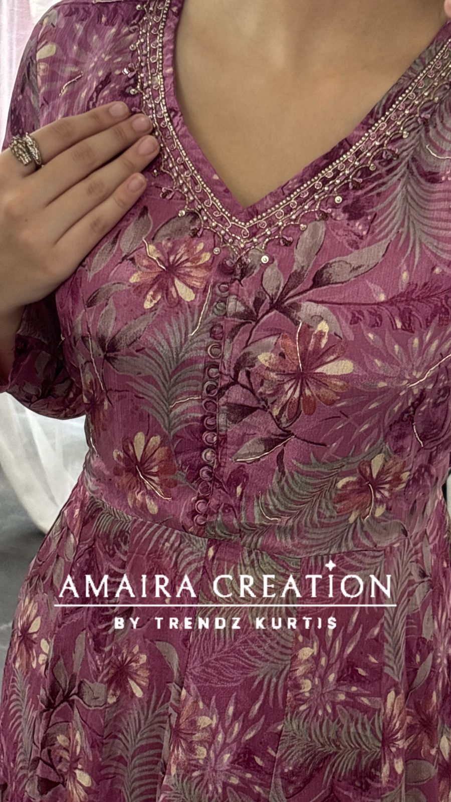 Premium Chinnon Fabric Printed Anarkali Set