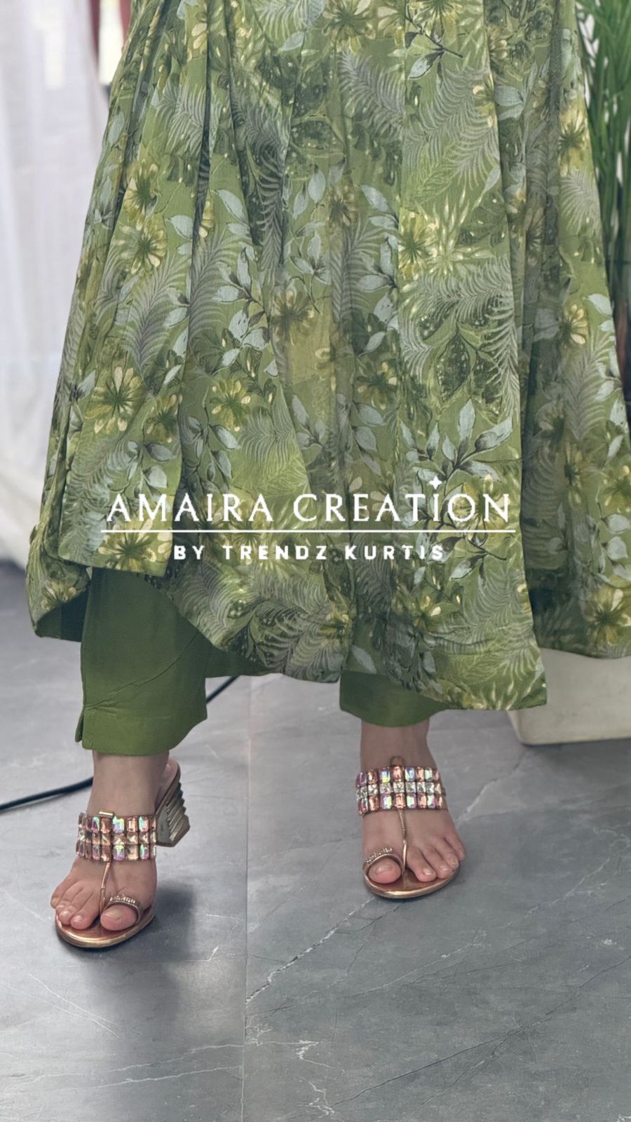 Premium Chinnon Fabric Printed Anarkali Set