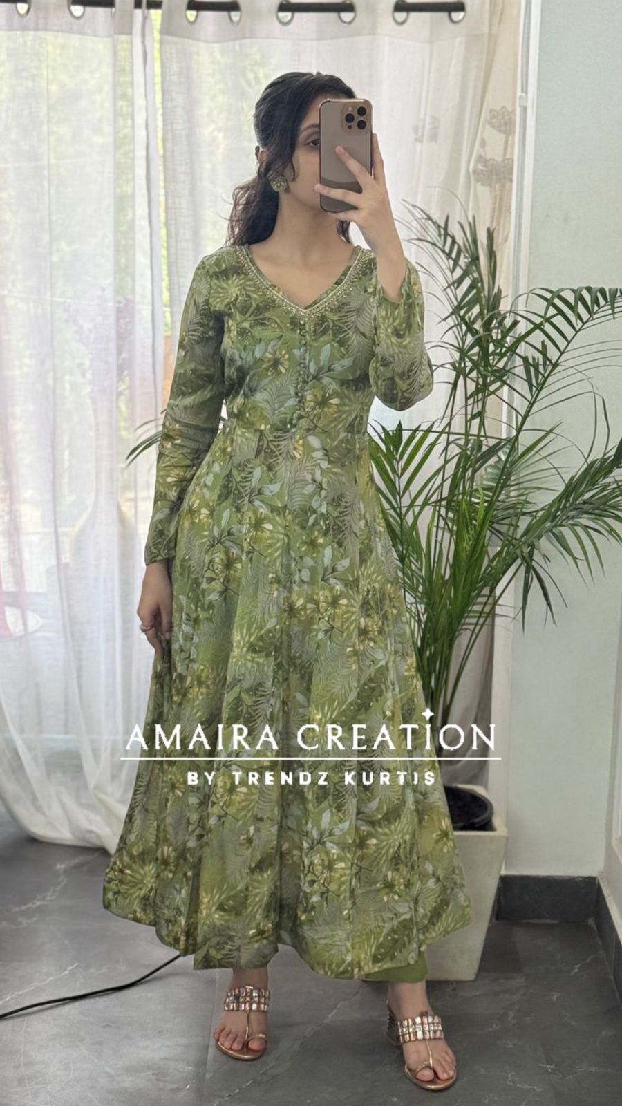 Premium Chinnon Fabric Printed Anarkali Set