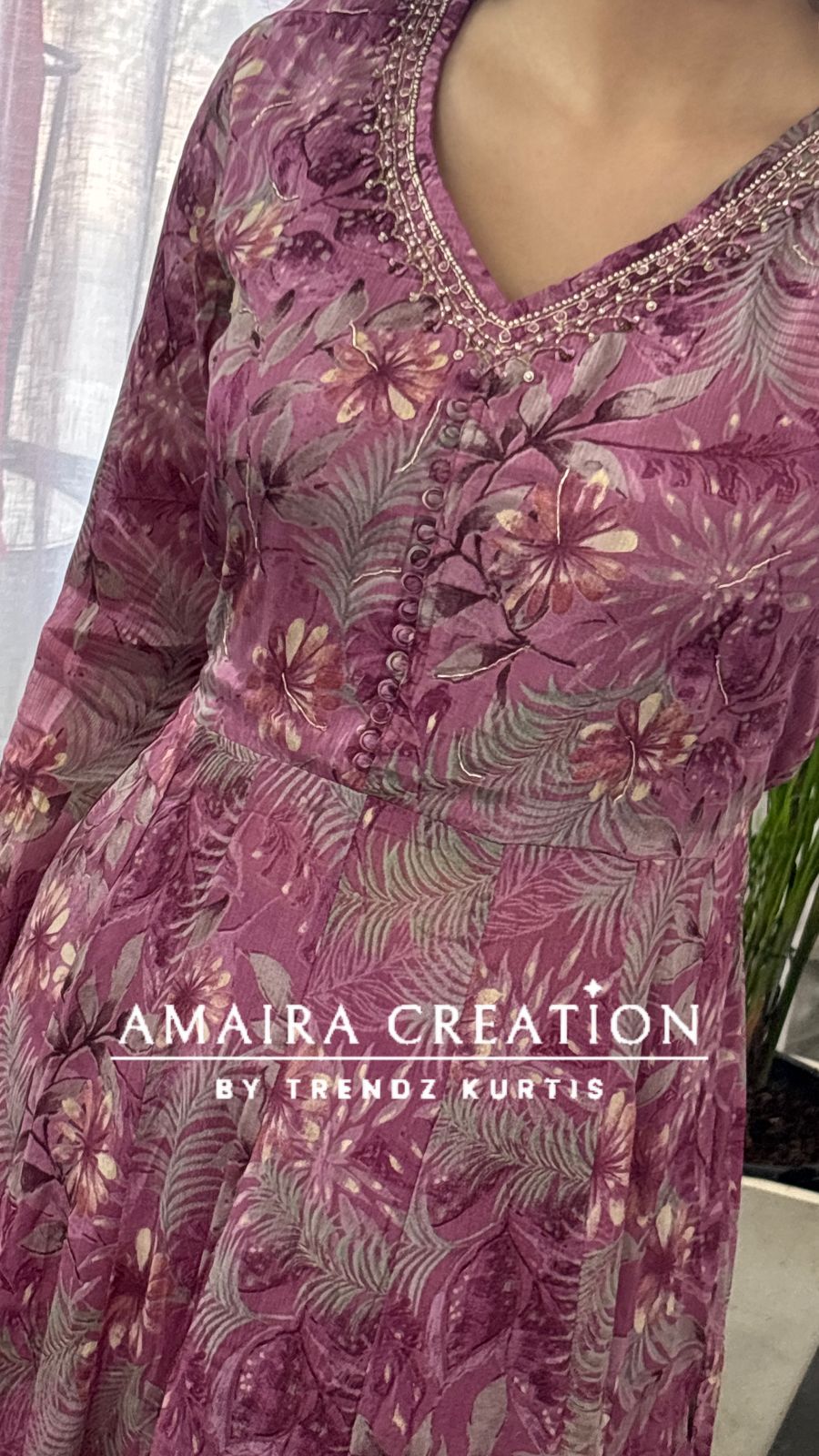 Premium Chinnon Fabric Printed Anarkali Set