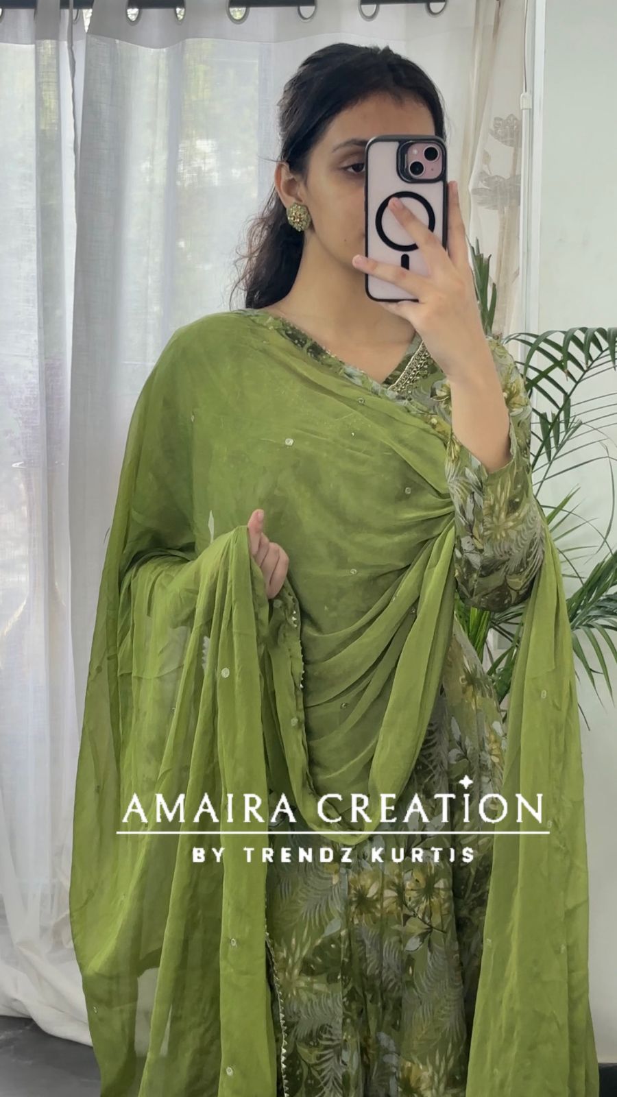 Premium Chinnon Fabric Printed Anarkali Set