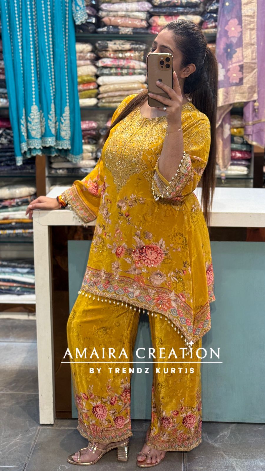 Designer crepe fabric c cut set