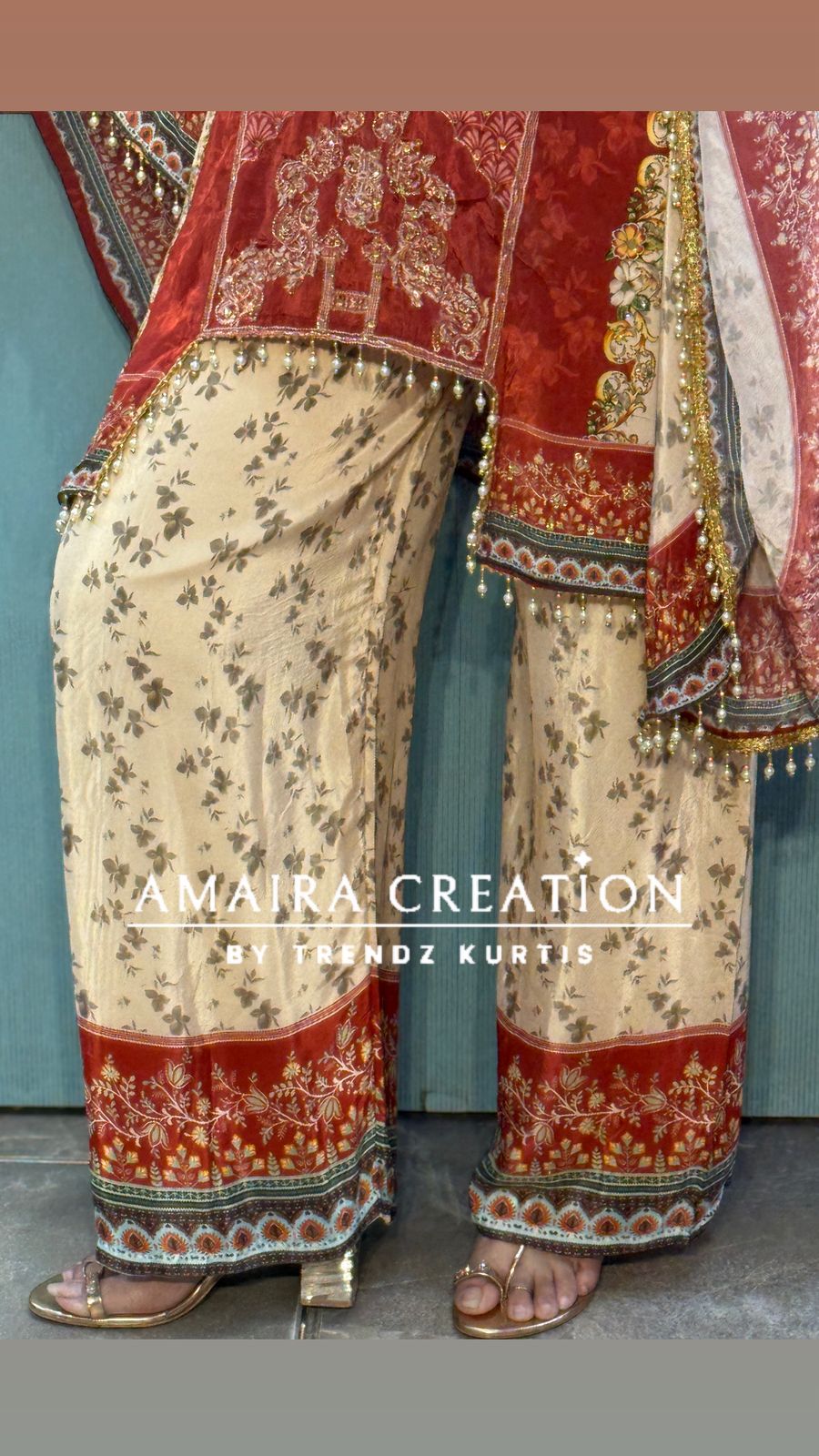 Designer crepe kaftan set