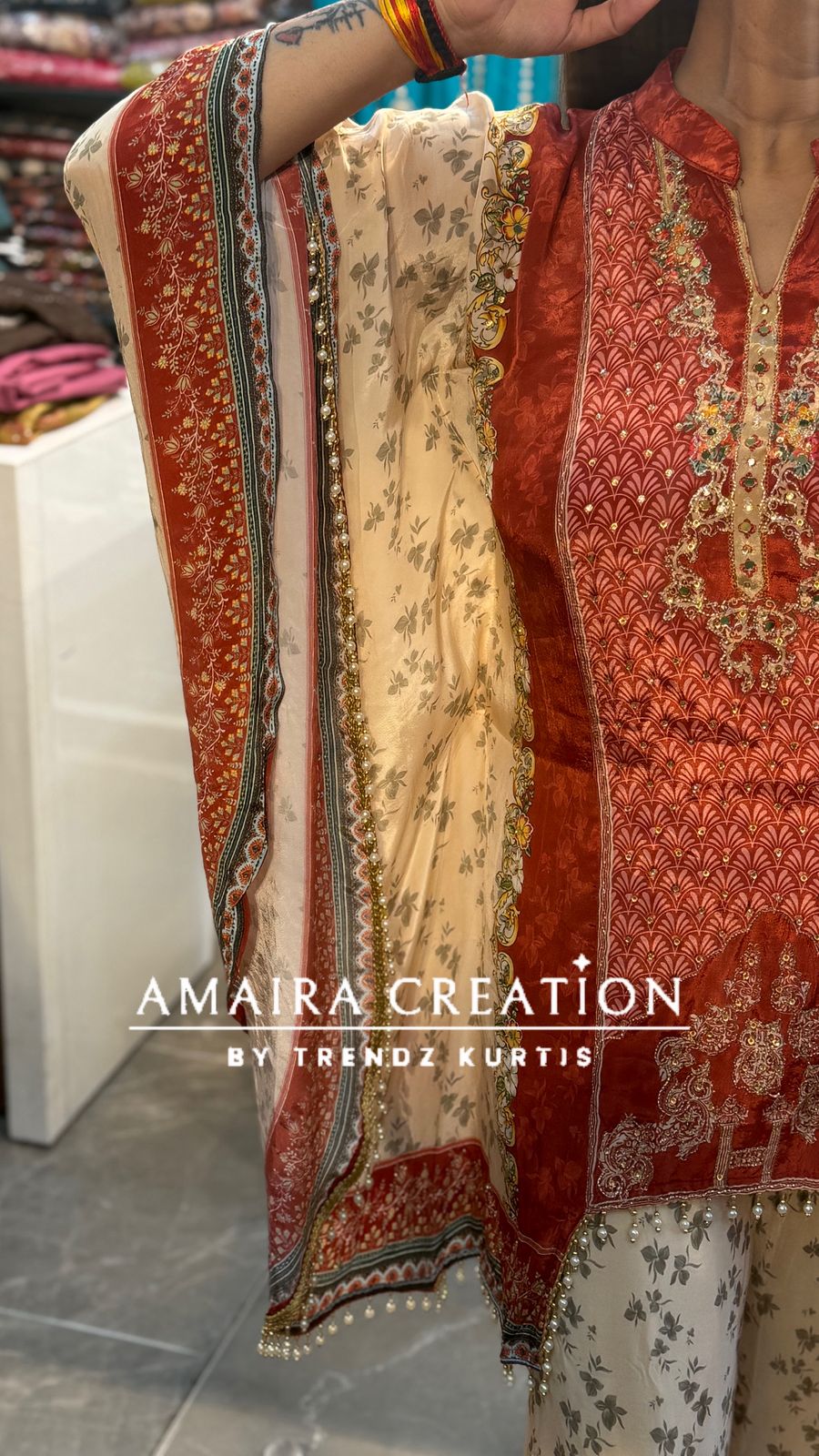Designer crepe kaftan set