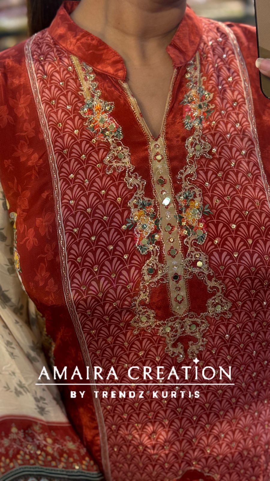 Designer crepe kaftan set