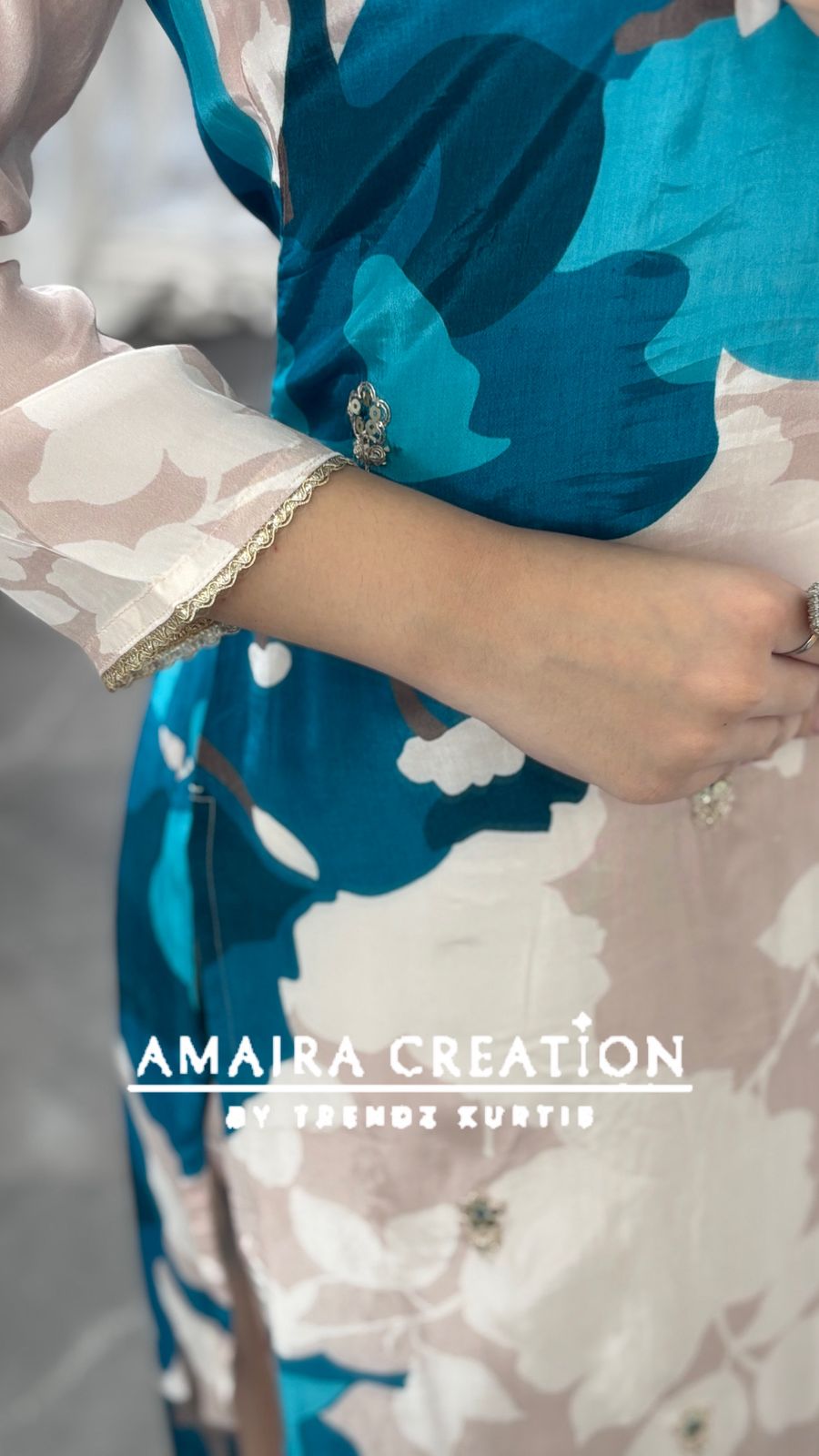 Premium Crepe Firozi Color Pant Set