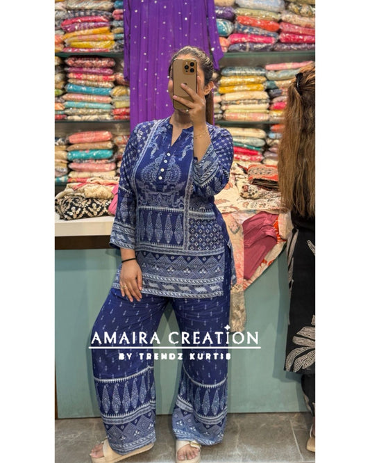 Premium Soft Muslin Royal Blue Cord set