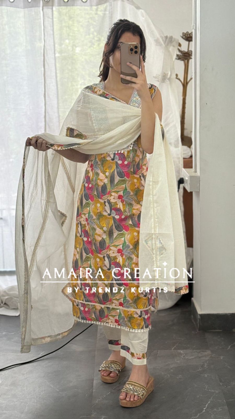 Premium Cotton Multi Color Suit With Patch Work Dupatta (17 inches sleeves available)