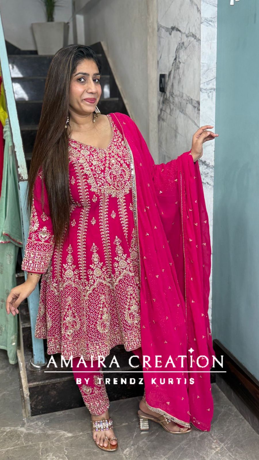 Full Heavy Work Georgette Anarkali With Narrow Salwar