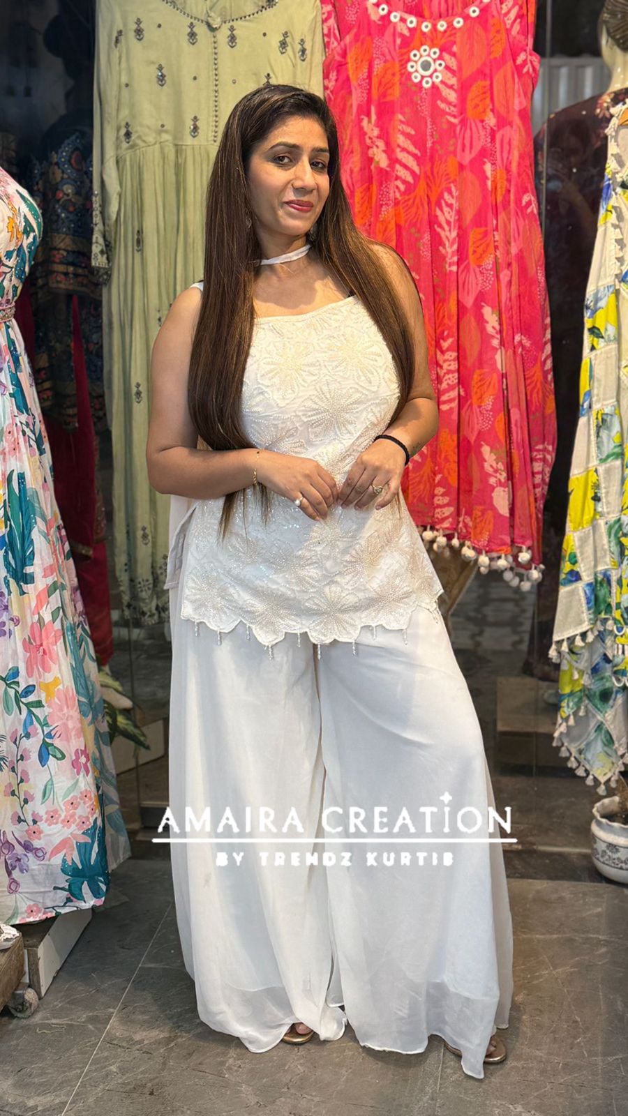 Premium Georgette Cut Dana & Sequence Work Flare Plazo Set(6 inches sleeves available)