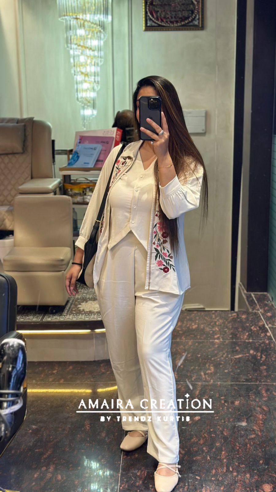 Premium Ikebana FabricThread Embroidered Three PC Set