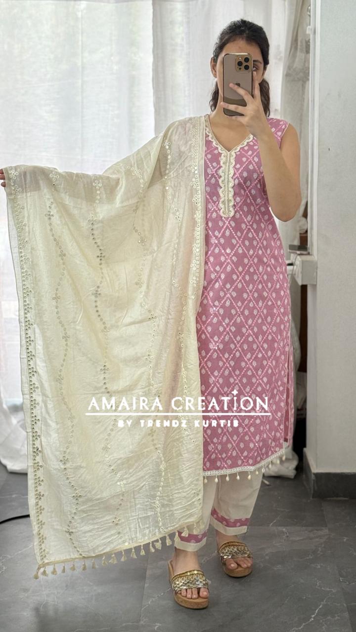 Premium Cotton Shell Detailing Pant Set( 17 inches sleeves available)