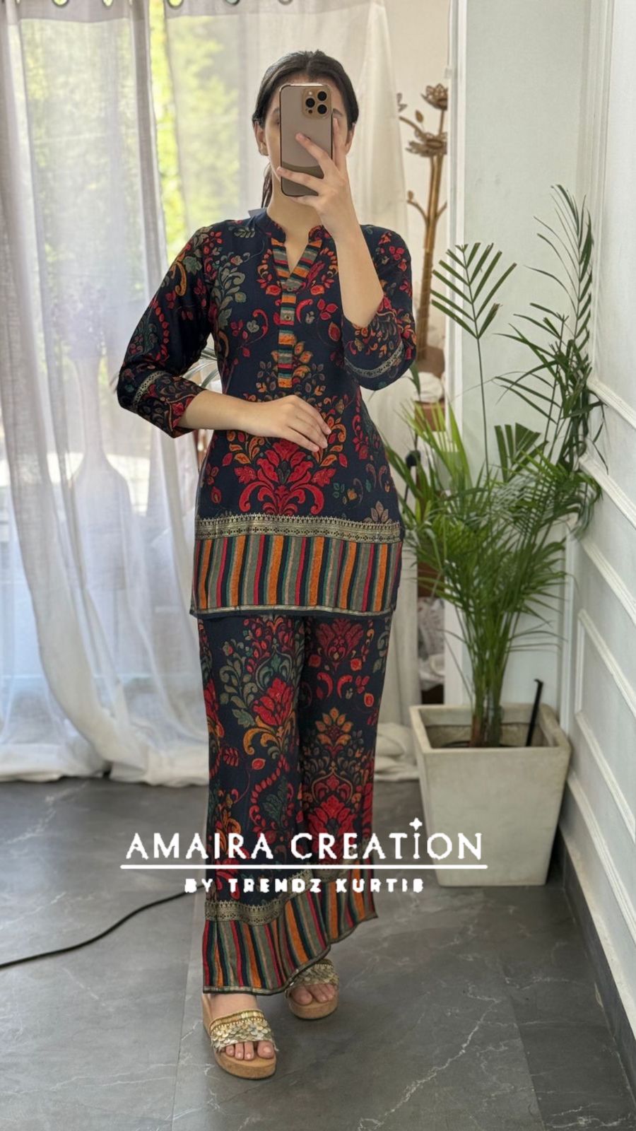 Premium Reyon Navy Blue Cord Set