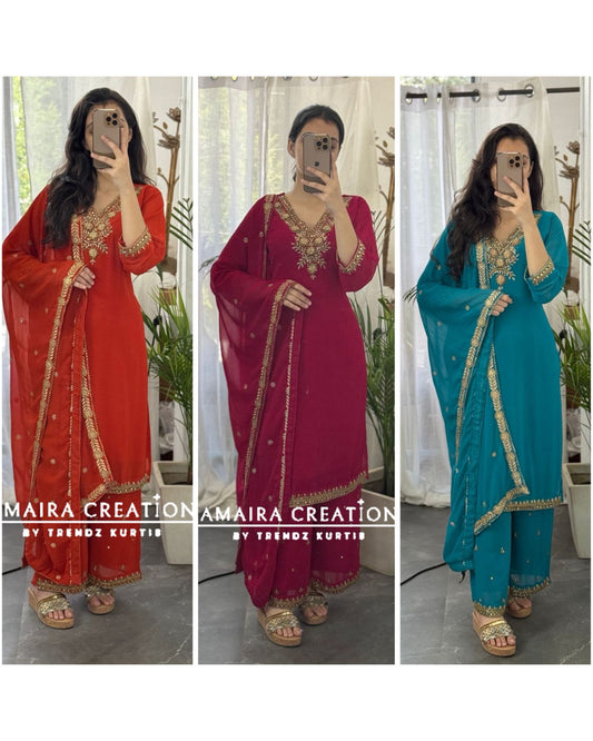 Premium Georgette Hand Work Plazo Set