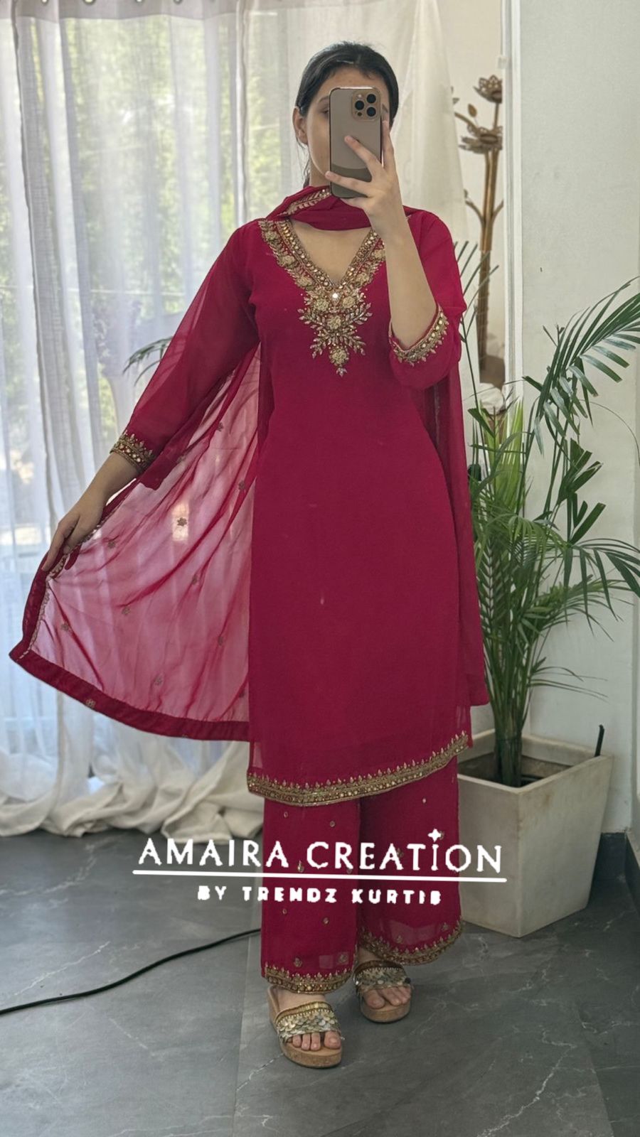 Premium Georgette Hand Work Plazo Set
