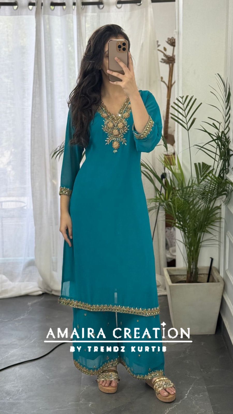 Premium Georgette Hand Work Plazo Set