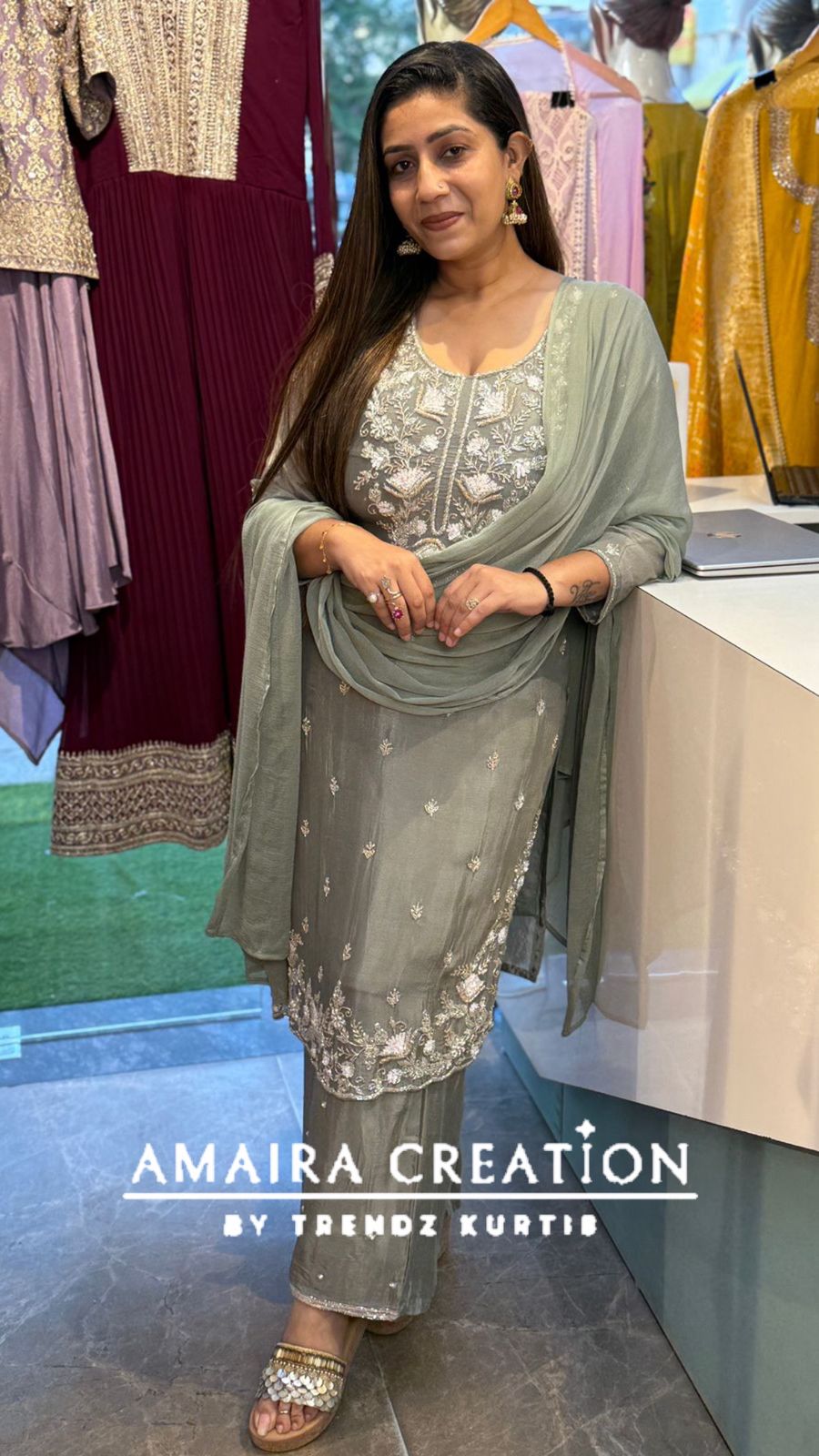 Premium Chinnon Divider Set With Cut Dana And Sequence Work