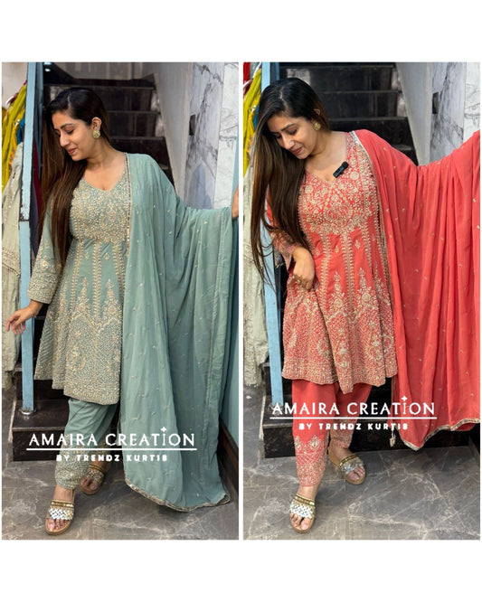 Premium Georgette Heavy Work Anarkali With Narrow Salwar