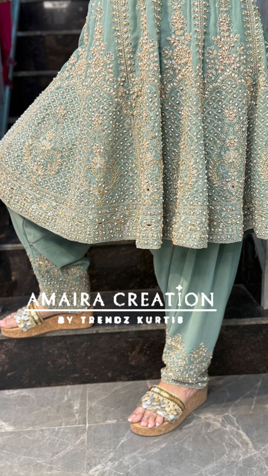 Premium Georgette Heavy Work Anarkali With Narrow Salwar