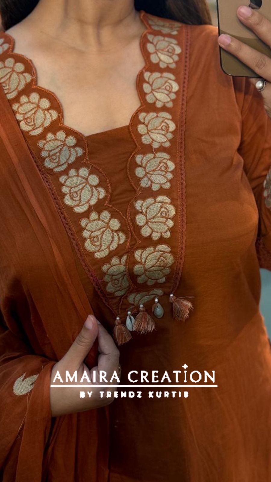 Premium Cotton Rust Cut Work Pakistani Set