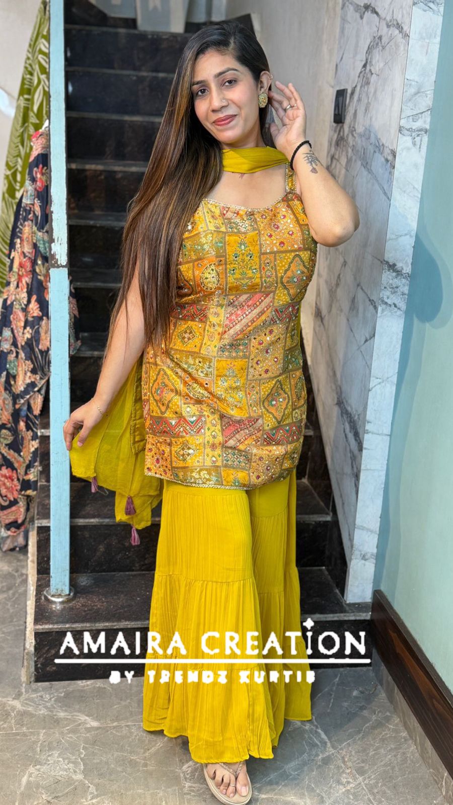Premium Brocade Banarasi Sharara Set( 9 inches sleeves available)