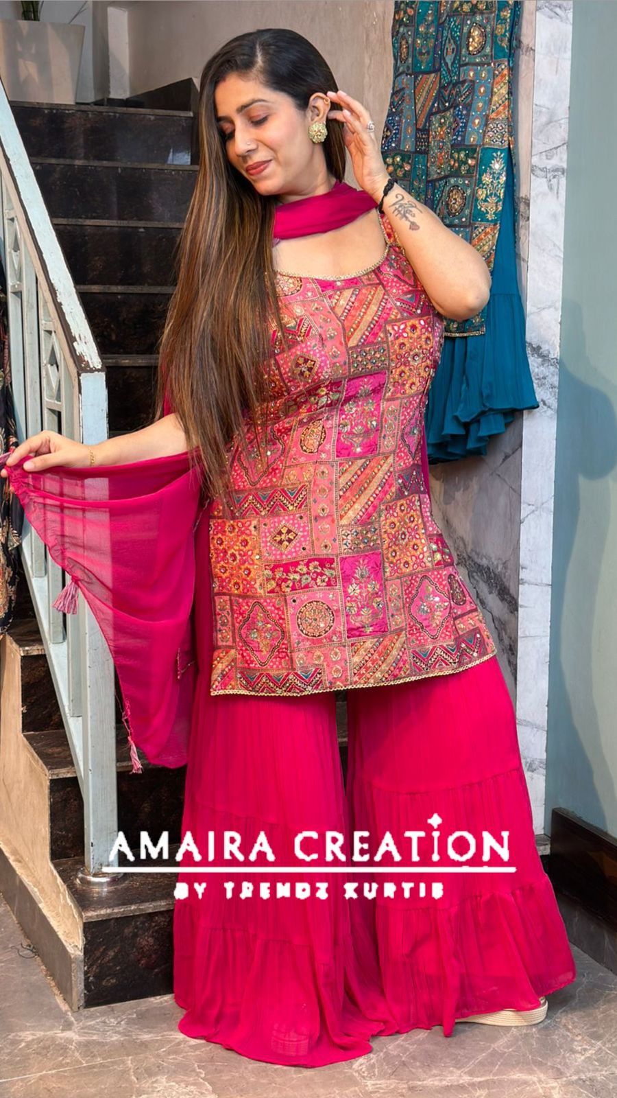 Premium Brocade Banarasi Sharara Set( 9 inches sleeves available)