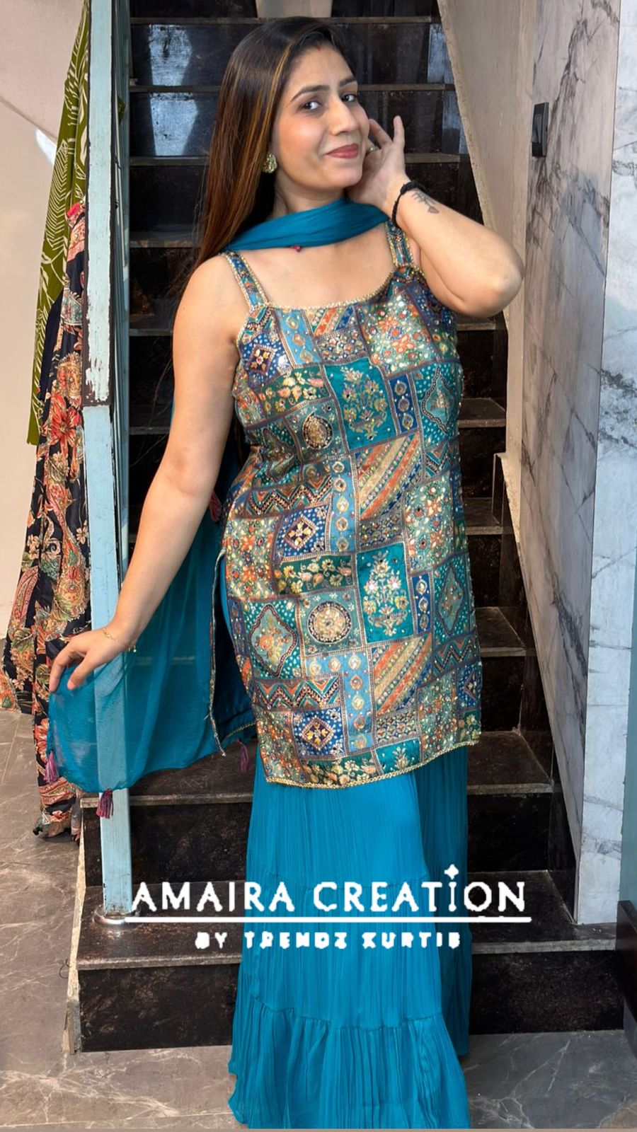 Premium Brocade Banarasi Sharara Set( 9 inches sleeves available)