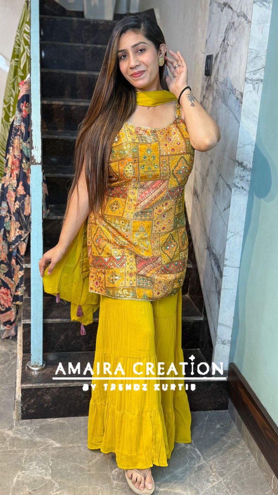 Premium Brocade Banarasi Sharara Set( 9 inches sleeves available)