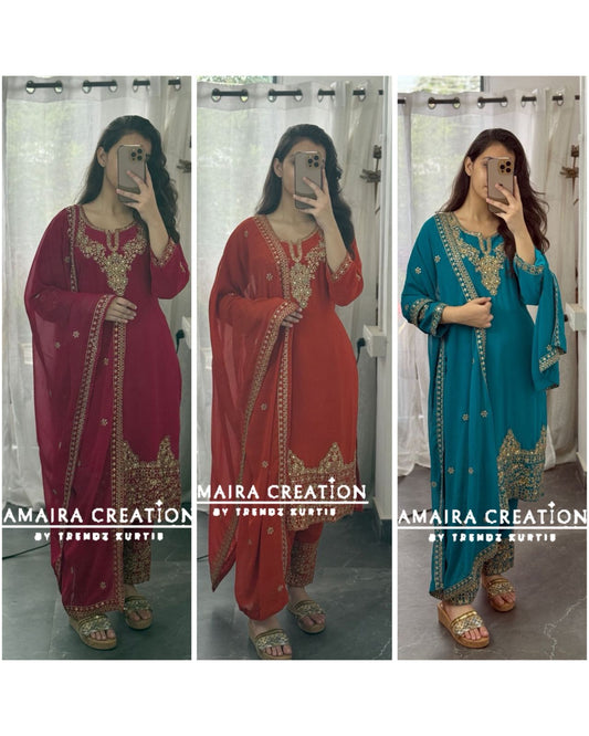 Premium Georgette Hand Work Pant Set