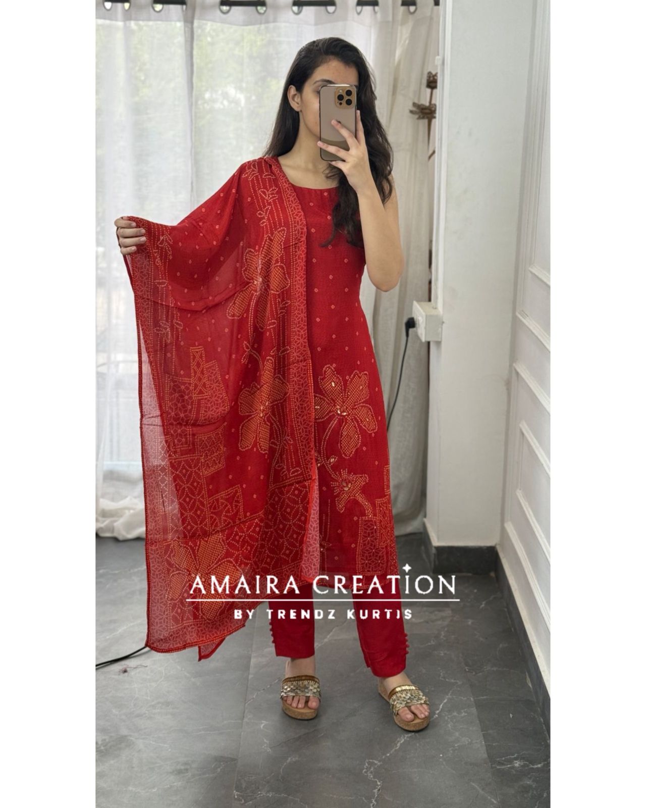 Premium Chinnon Rust Pant Set(16 inches sleeves available)
