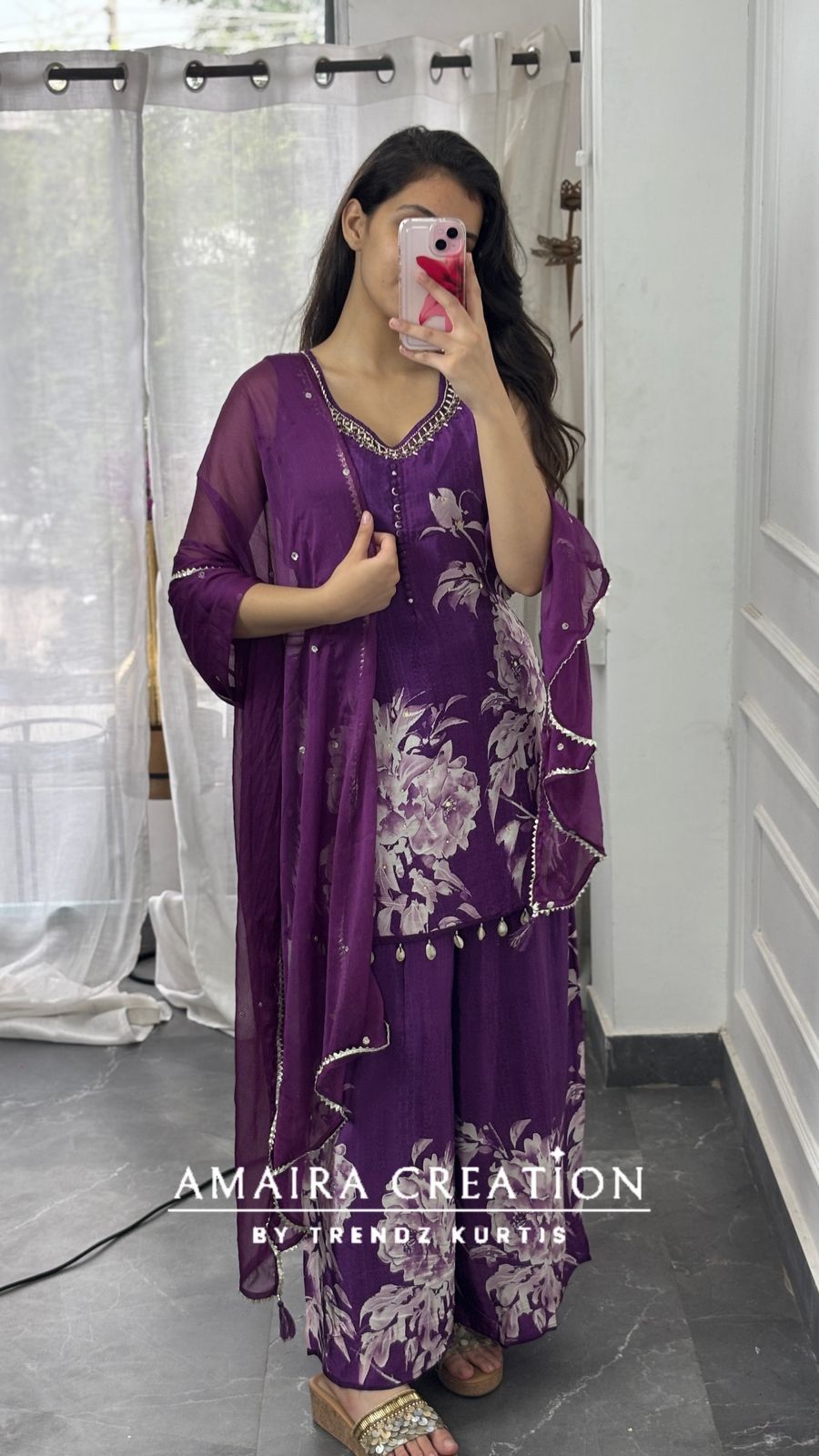 Premium Crepe Short Kurti Plazo Set