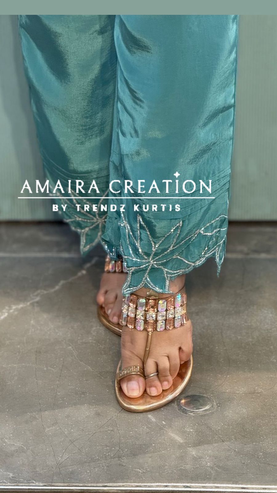 Premium Crepe Sea Green Cord set